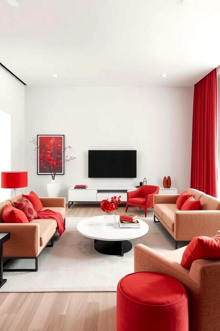 Minimalist Red Decor Elegance - 30 Red Living Room Ideas