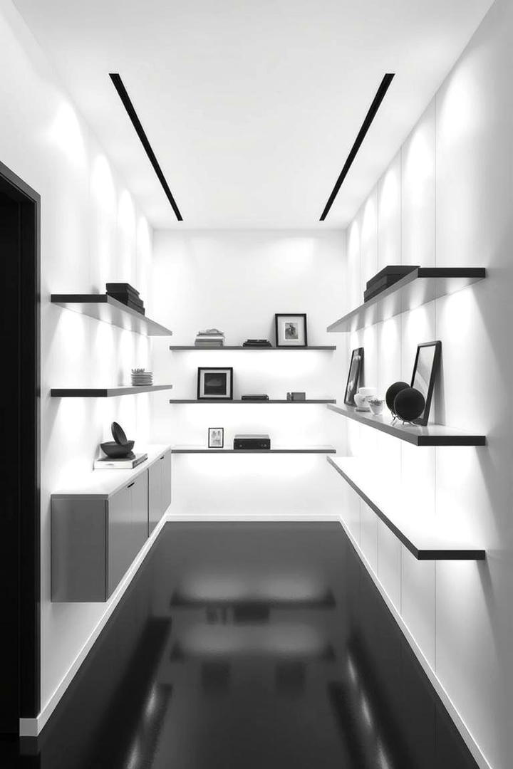 Minimalist Shelving Displays - 30 Black and White Hallway Ideas