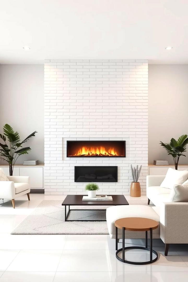 Minimalist White Brick Fireplace Charm - 30 White Brick Fireplace Ideas