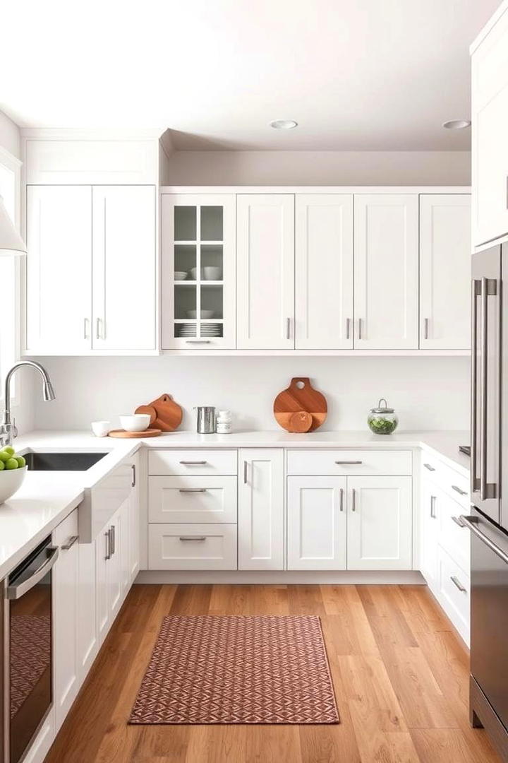 Minimalist White and Wood Combo - 30 Rustic White Kitchen Ideas