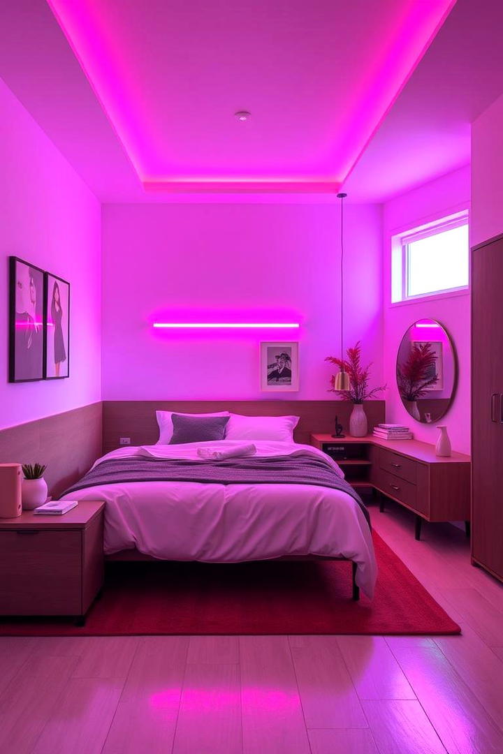 Minimalist with Neon Hints - 30 90s Bedroom Decor Ideas