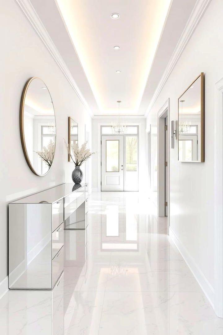 Mirrored Console Accents - 30 Hallway Decor Ideas