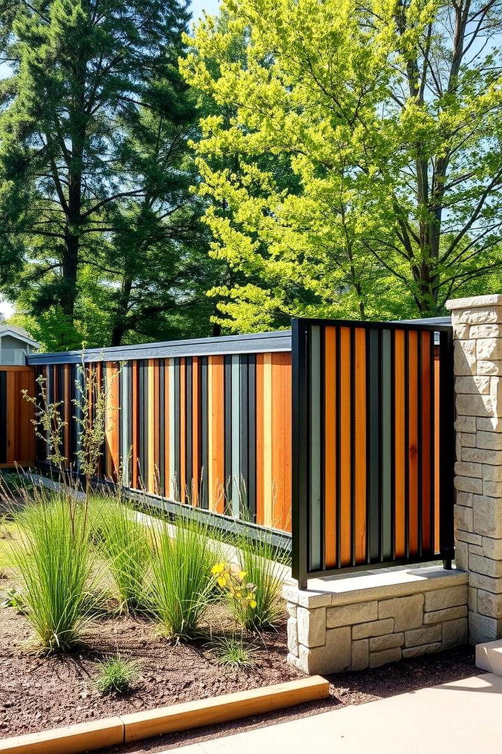 Mixed Material Accent Fence - 30 Backyard Fence Ideas