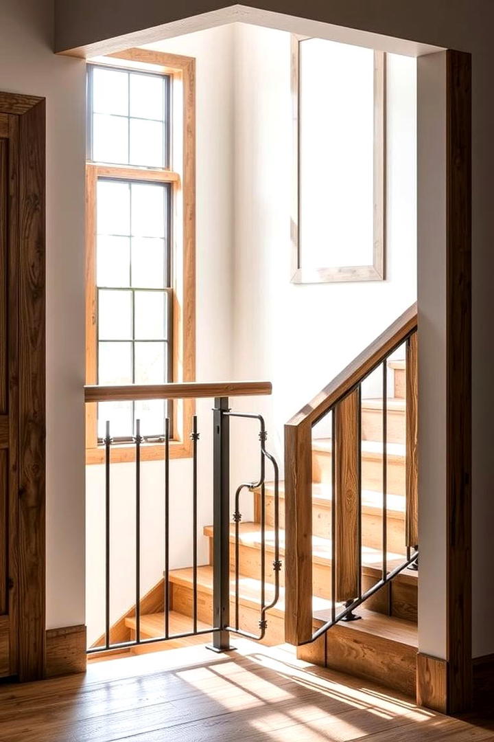 Mixed Material Creativity - 30 Farmhouse Rustic Stair Railing Ideas