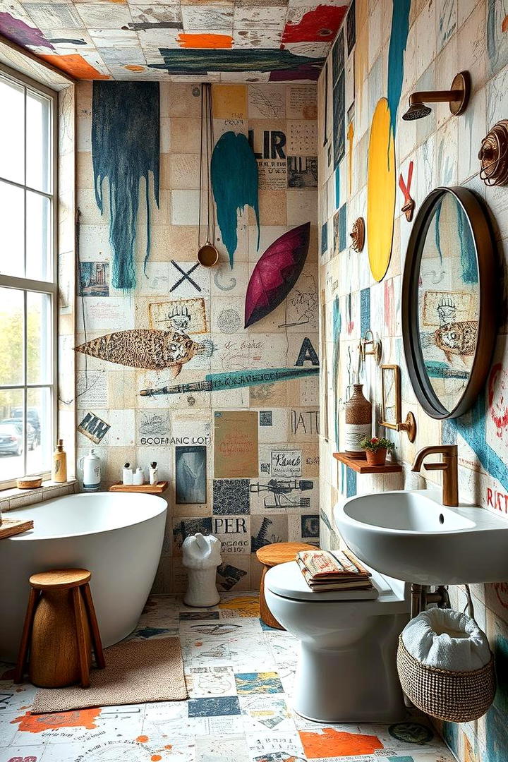 Mixed Media Collages - 30 Bathroom Art Ideas