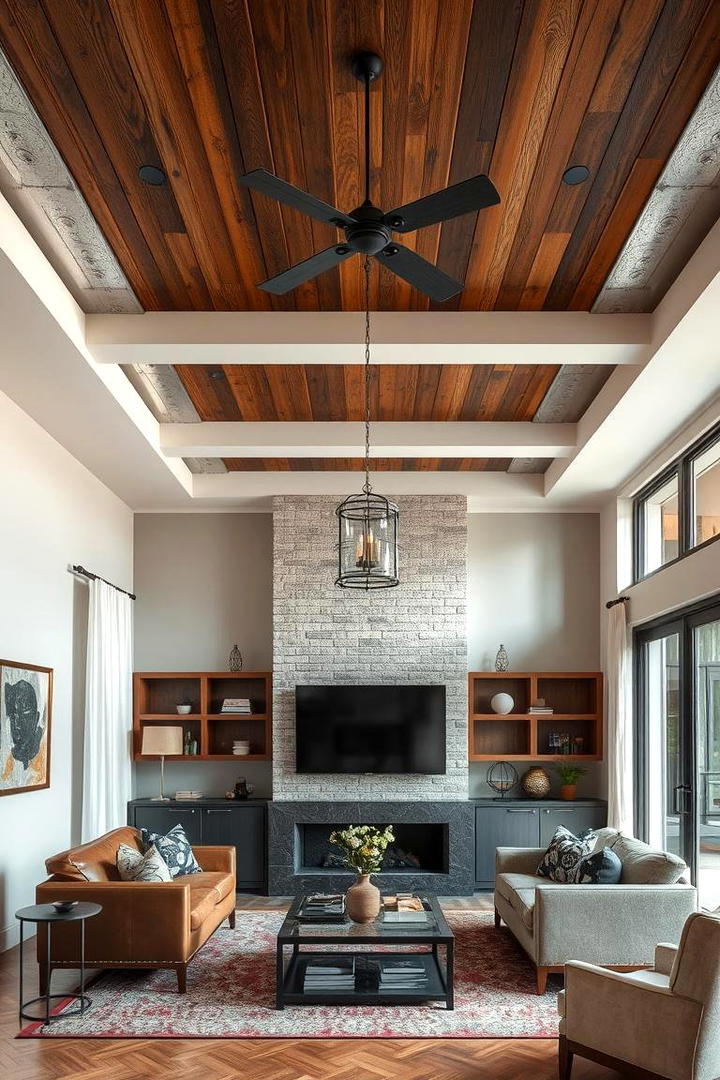 Mixed Metal and Wood Accents - 30 Rustic Ceiling Ideas