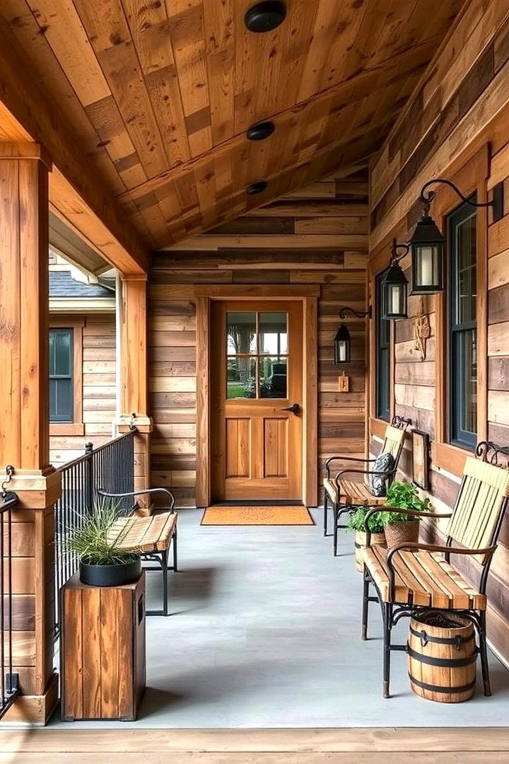 Mixed Metal and Wood Accents - 30 Rustic Front Porch Ideas