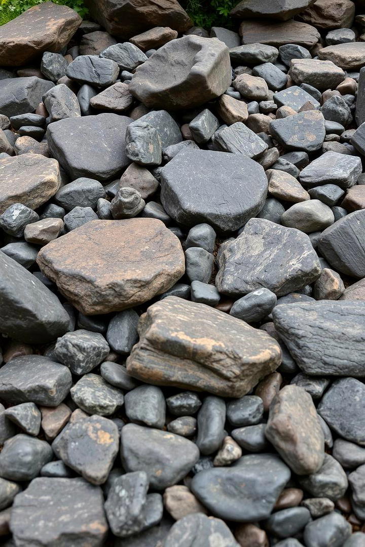 Mixed Texture Rock Landscape - 30 Black River Rock Landscaping Ideas