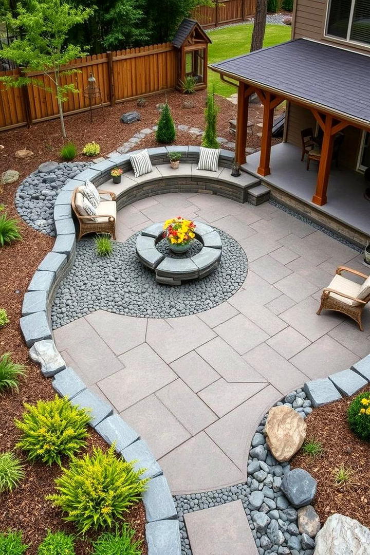 Mixed Use Patio Rock Design - 30 Black River Rock Landscaping Ideas