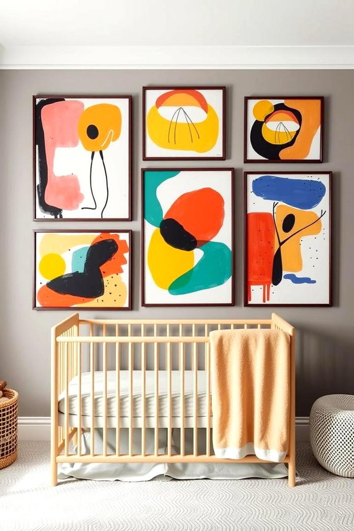 Modern Abstract Art - 30 Nursery Accent Wall Ideas