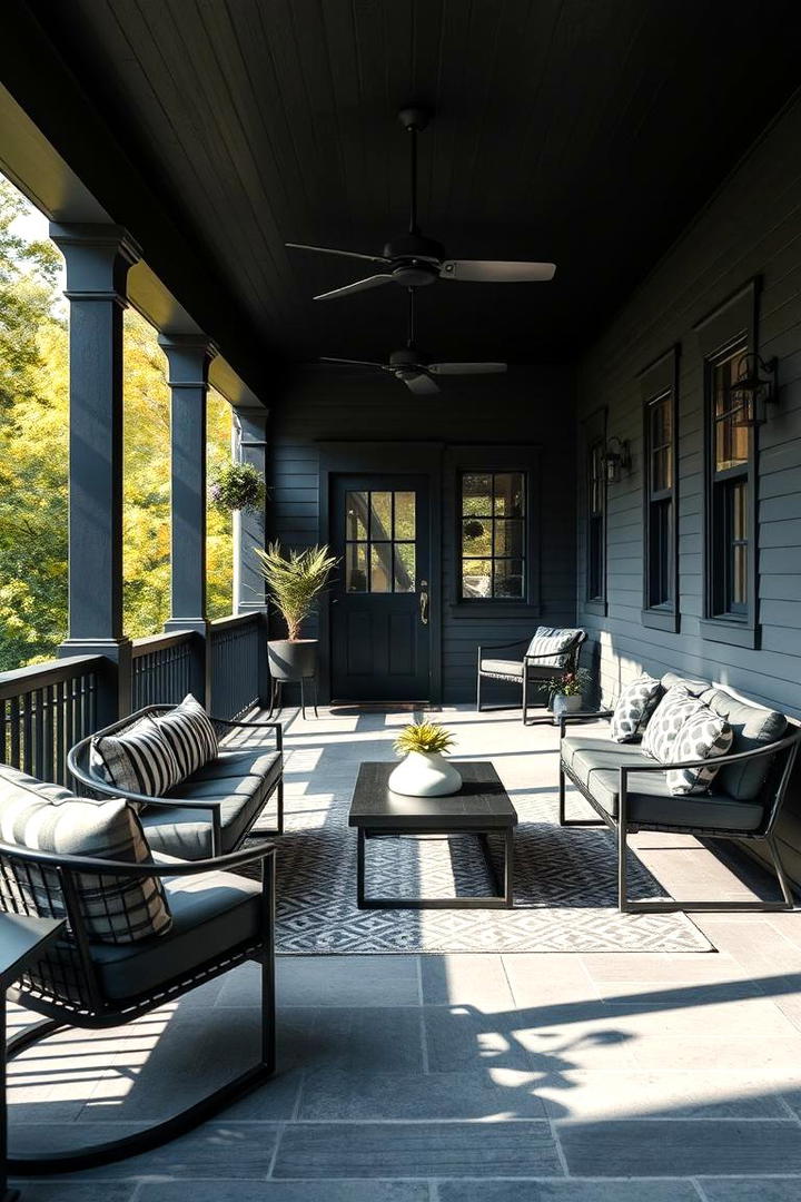 Modern Black Furniture Accents - 30 Black Porch Ideas