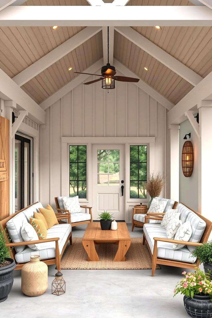 Modern Farmhouse Charm - 30 Barndominium Front Porch Ideas