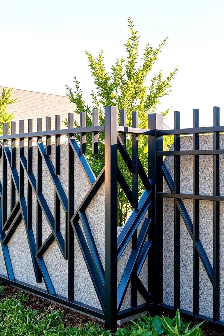 Modern Geometric Metal Fence - 30 Corner Fence Ideas