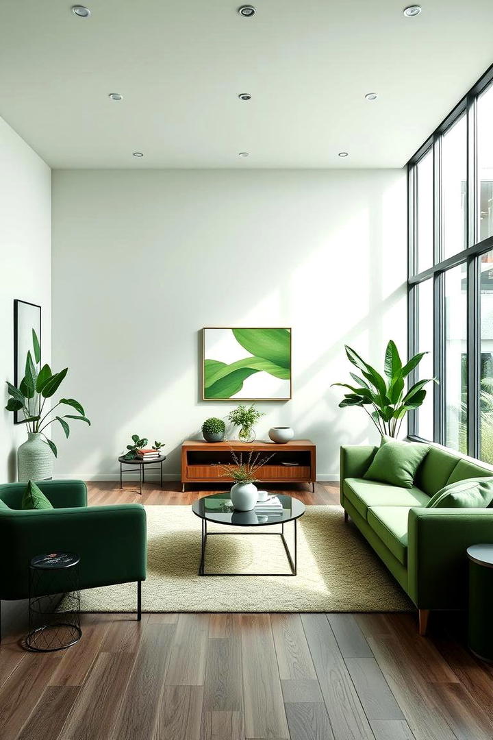 Modern Green Oasis - 30 Forest Green Living Room Ideas