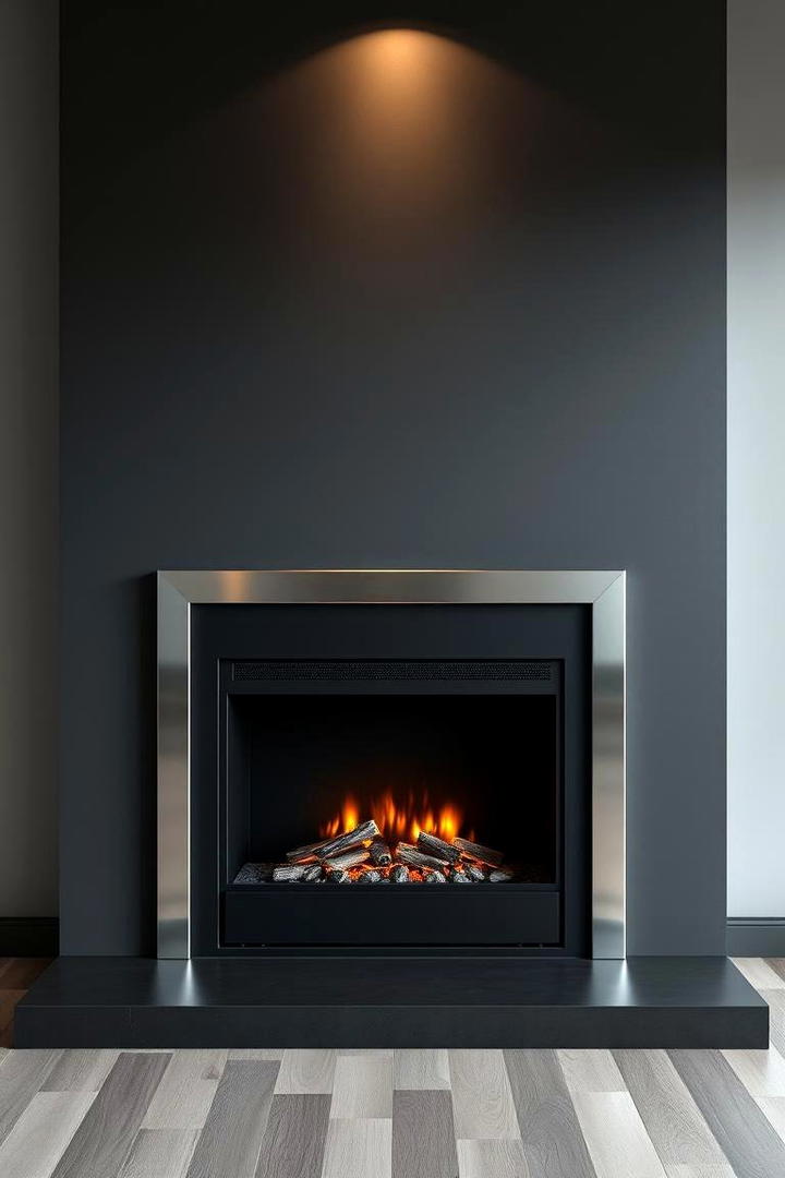 Modern Metal Accents - 30 Black Fireplace Ideas