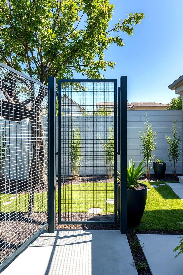 Modern Metal Mesh Fence - 30 Backyard Fence Ideas