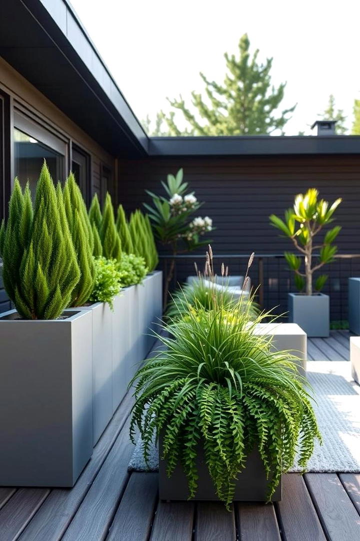 Modern Minimalist Greens - 30 Deck Decorating Ideas With Plants