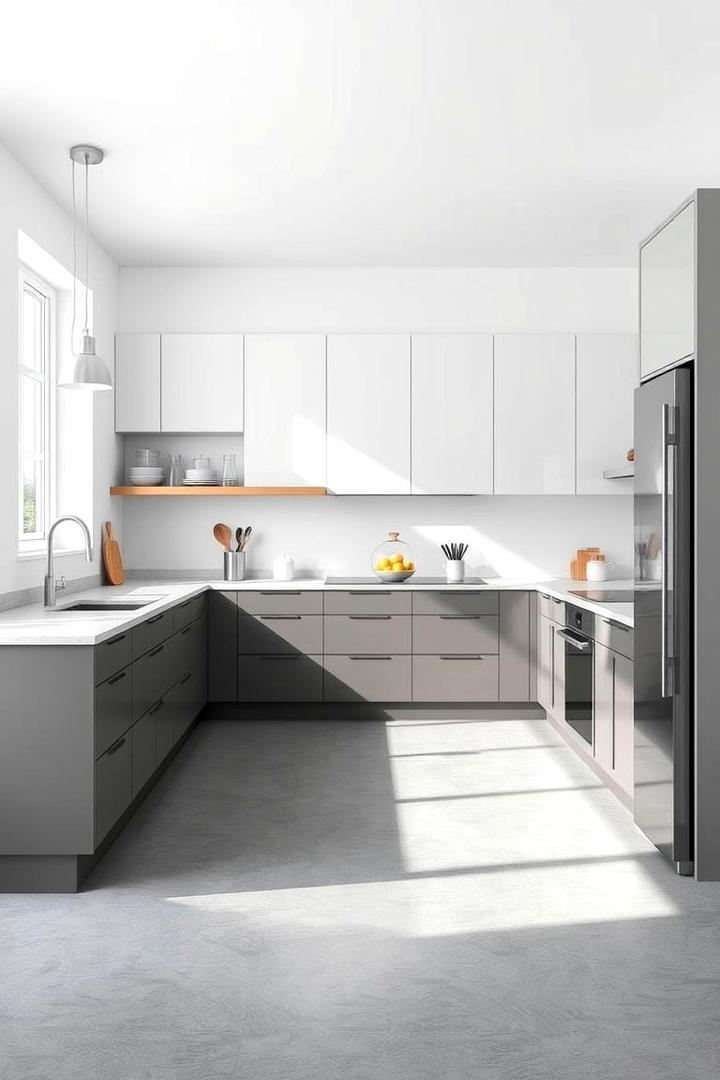 Modern Minimalist Grey Elegance - 30 Kitchens With Grey Floors