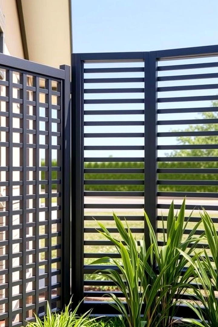 Modern Minimalist Metal Slat Fence - 30 Corner Fence Ideas