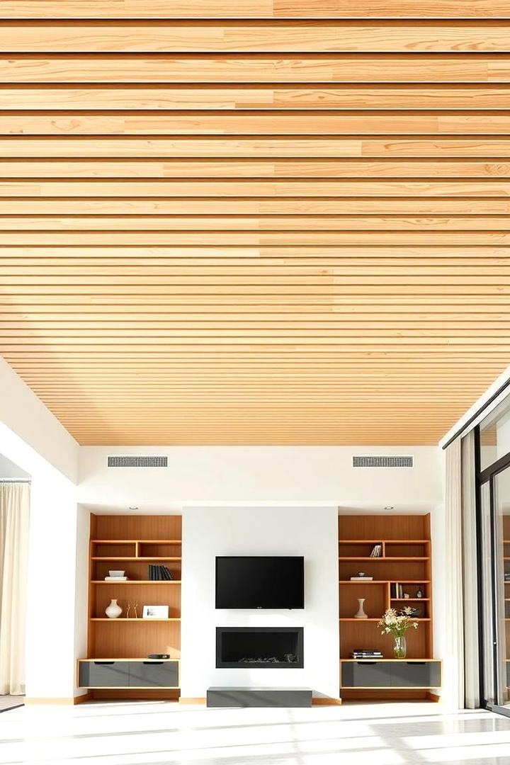 Modern Minimalist Wood Slat Ceiling - 30 Wood Slat Ceiling Ideas