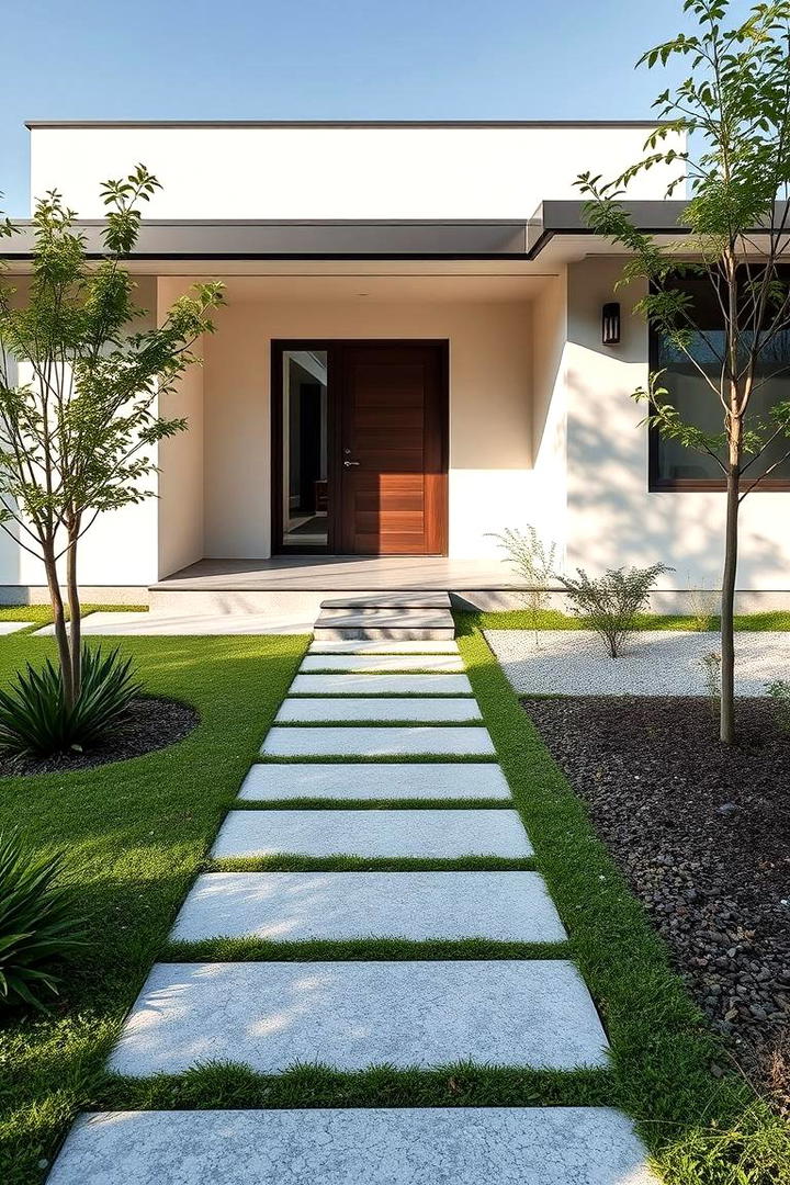 Modern Paved Pathways - 30 Minimalist House Exterior Ideas