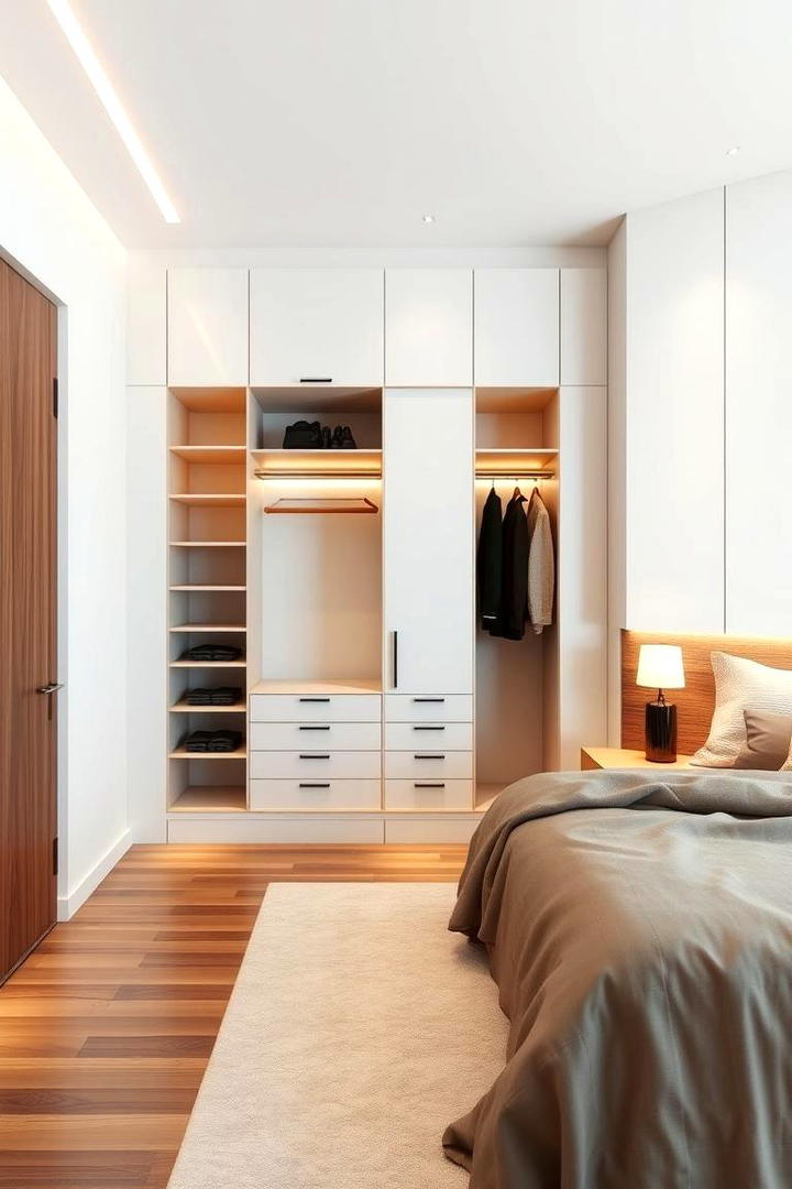 Modern Recessed Wardrobe - 30 Built-in Wardrobe Ideas Around a Bed