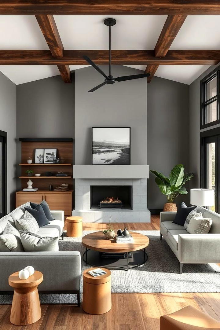 Modern Rustic Fusion - 30 living room grey walls black trim