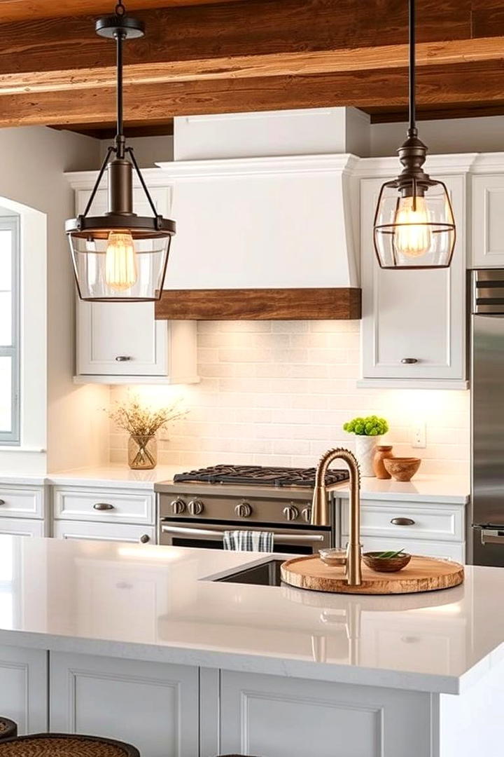 Modern Rustic Pendant Lights - 30 Rustic White Kitchen Ideas