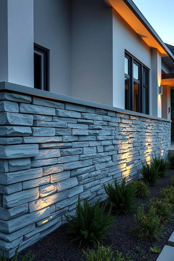 Modern Stacked Stone Wall - 30 Stone Wall Ideas