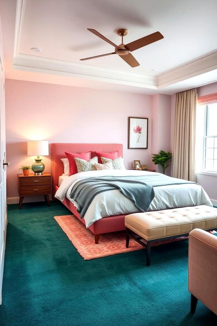 Modern Teal Carpeting - 30 Teal and Pink Bedroom Ideas