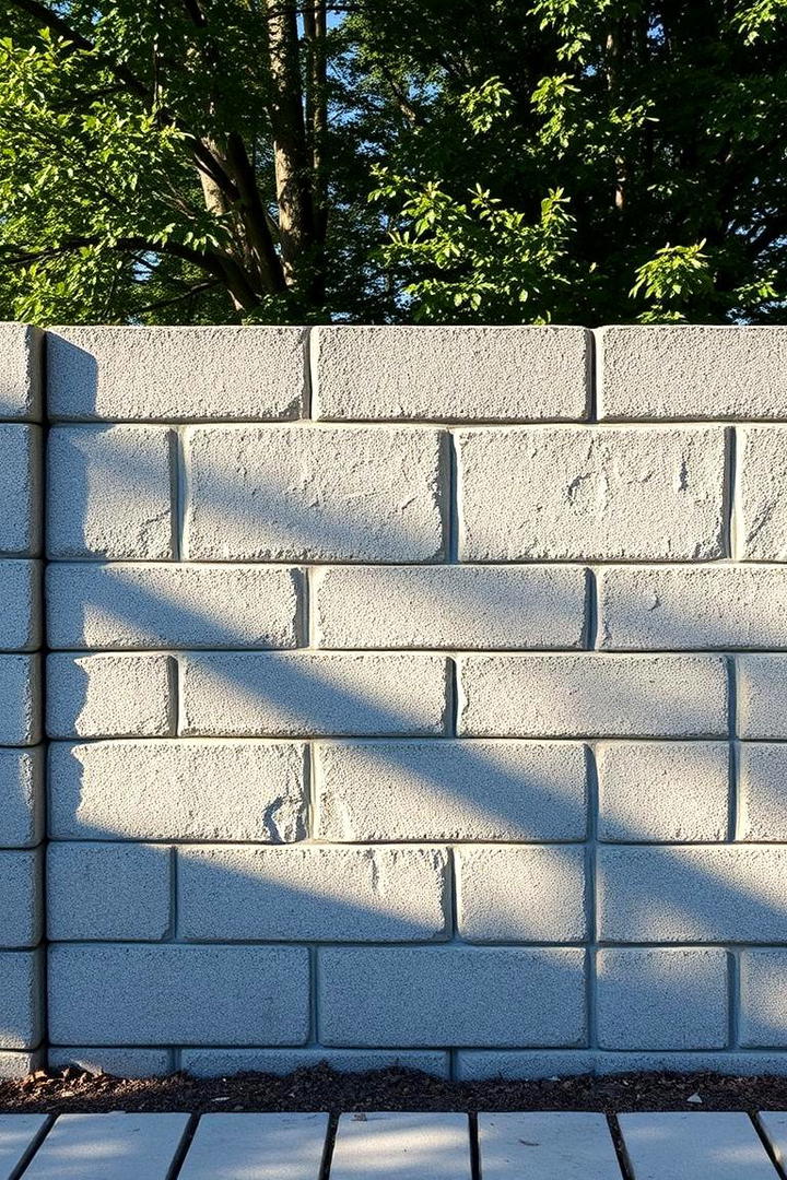 Modern Texture Accent - 30 Cinder Block Fence Ideas