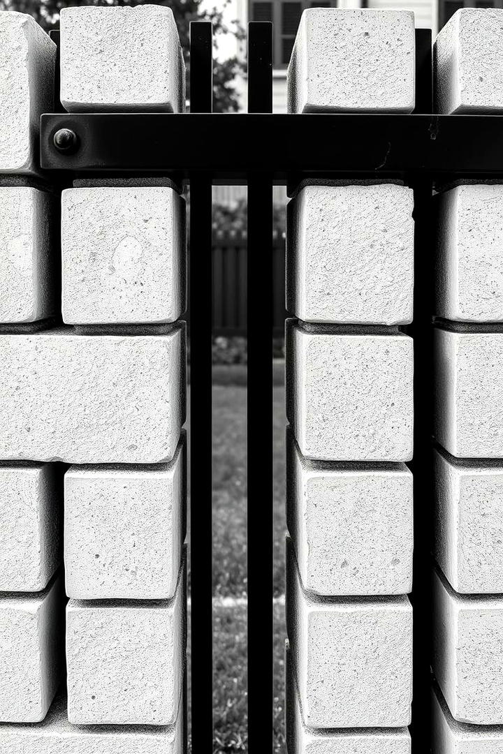 Monochrome Sophistication - 30 Cinder Block Fence Ideas