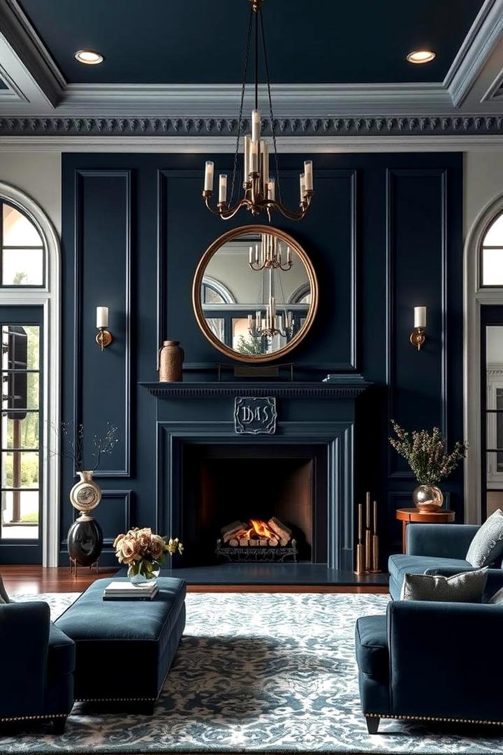 Moody Midnight Blue - 30 Fireplace Paint Ideas