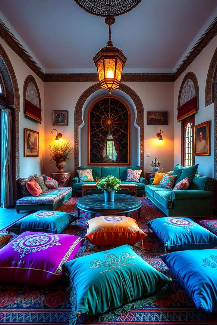 Moroccan Poufs and Floor Cushions - 30 Moroccan Living Room Ideas