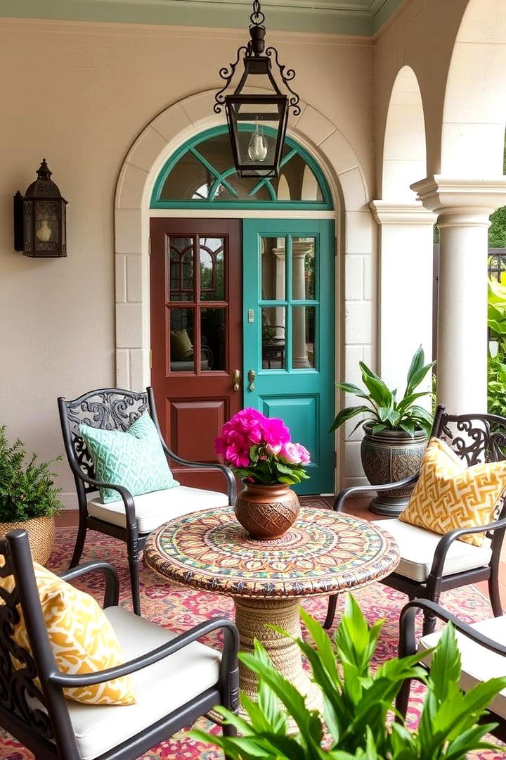 Mosaic Tabletop Decor - 30 spanish style front porch ideas