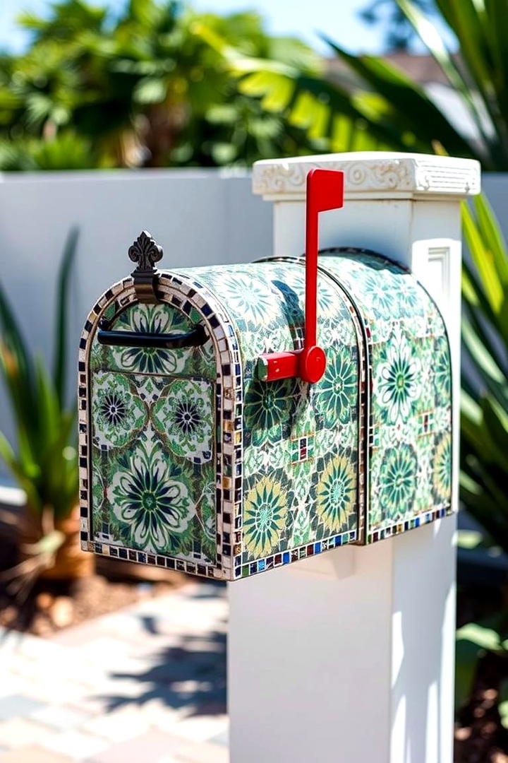 Mosaic Tile Mailbox Accent - 30 Mailbox Decor Ideas