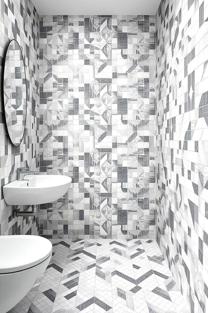 Mosaic Tile Masterpiece - 30 Grey and White Bathroom Ideas