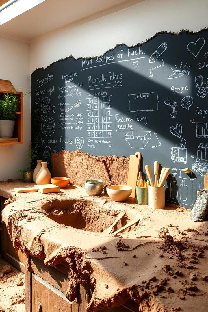 Mud Kitchen with Chalkboard Wall - 30 Mud Kitchen Ideas for Kids