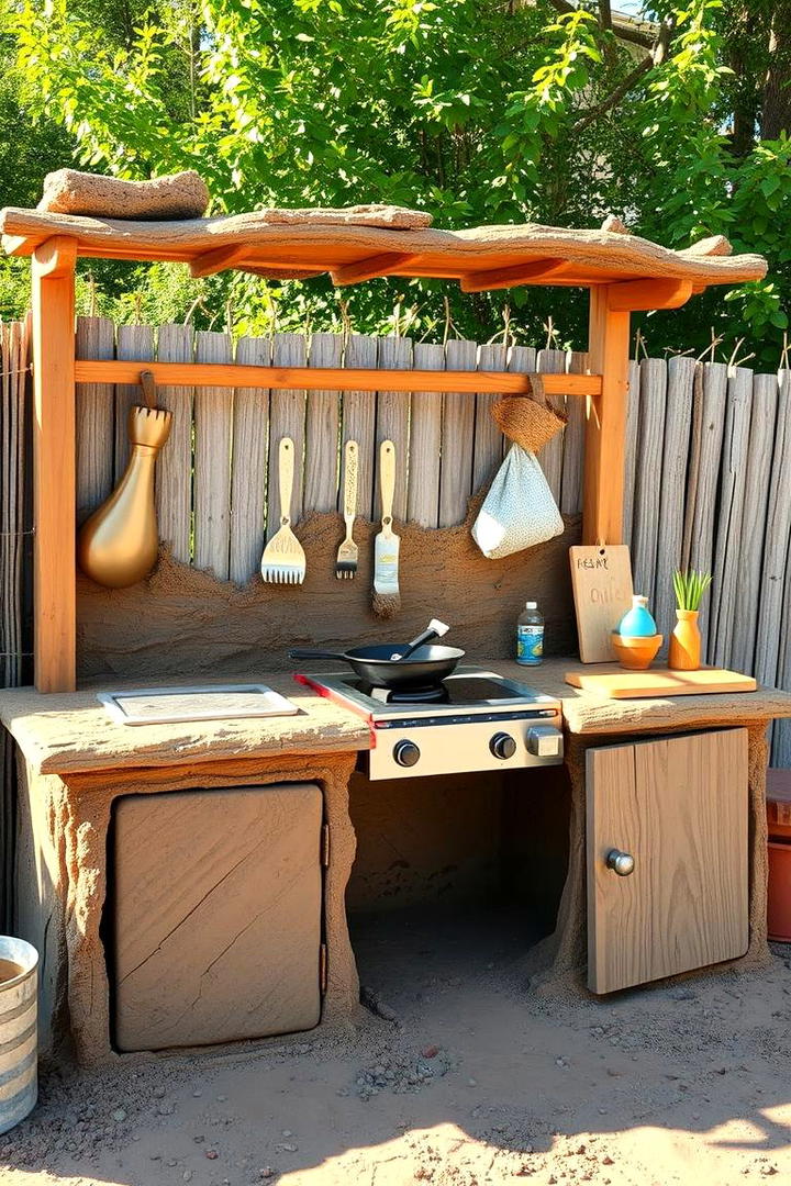 Mud Kitchen with Mini Grill - 30 Mud Kitchen Ideas for Kids