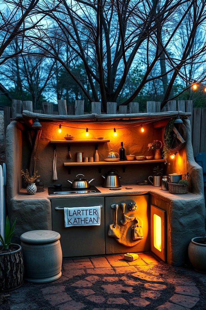 Mud Kitchen with Outdoor Lighting - 30 Mud Kitchen Ideas for Kids