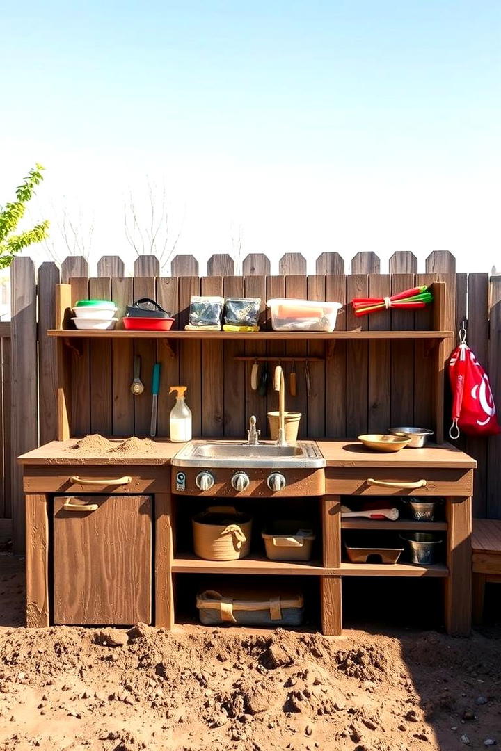 Mud Kitchen with Storage Solutions - 30 Mud Kitchen Ideas for Kids