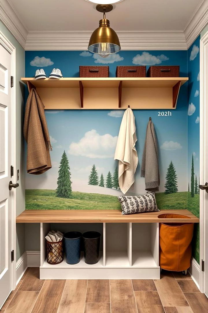 Mudroom Functional Mural - 30 Interactive Murals