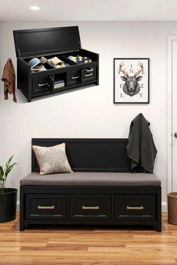 Multi Functional Storage Bench - 30 Basement Furniture Ideas