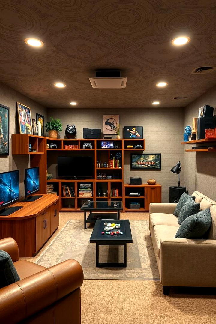 Multi Game Hub - 30 Basement Game Room Ideas