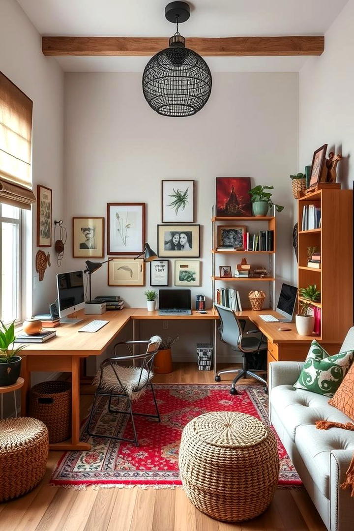 Multifunctional Bohemian Home Office - 30 Bohemian Home Office Ideas