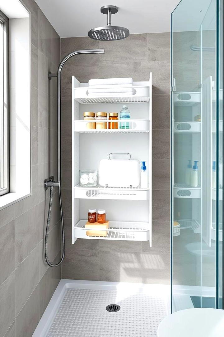 Multifunctional Shower Caddy Cabinet - 30 Bathroom Furniture Ideas