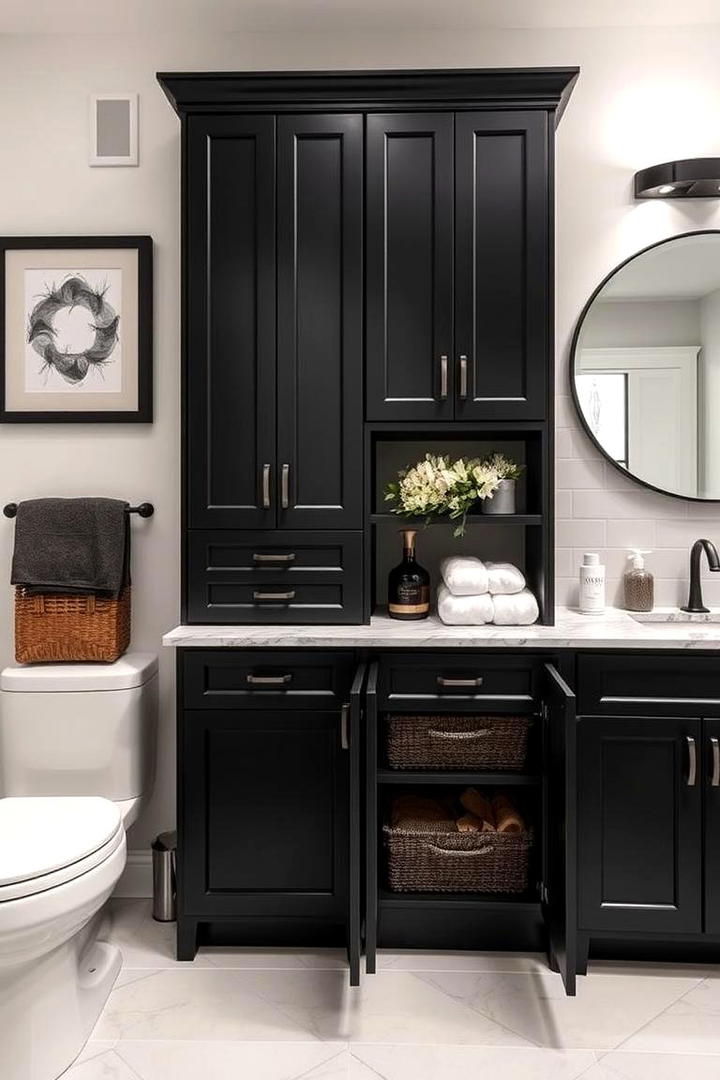 Multifunctional Storage Solutions - 30 bathroom with black cabinets ideas