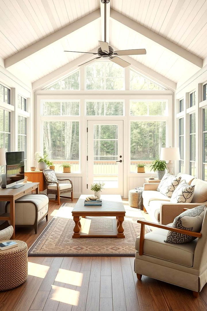 Multifunctional Sunroom Hub - 30 Farmhouse Sunroom Ideas