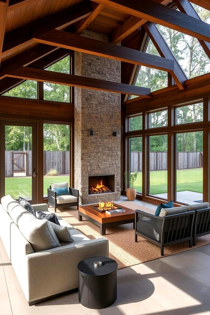 Multifunctional Sunroom with Adaptable Fireplace Design - 30 Sunroom With Fireplace