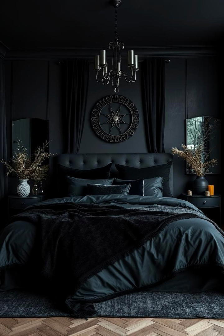 Mysterious Black Accents - 30 Dark Boho Bedroom Ideas